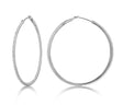 Diamond 39mm Round Skinny Hoop Earrings 14K White Gold (0.39CT)