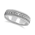 Men's Satin Finish Rope Handwoven Wedding Ring 14k White Gold (6mm)