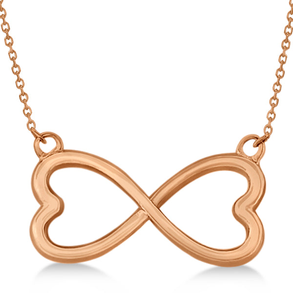 Ladies Heart Shaped Infinity Pendant Necklace in 14K Rose Gold
