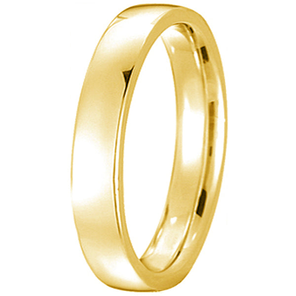 18k Yellow Gold Wedding Ring Low Dome Comfort Fit (4 mm)