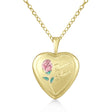 Hand Engraved Heart Shaped Quince Anos Locket Pendant Gold Vermeil