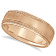 Matt Finish Men's Wedding Ring Milgrain 14k Rose Gold (7mm) Size 5.5