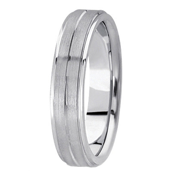 Carved Wedding Band in 14k White Gold For Men (5mm) Size 11.5