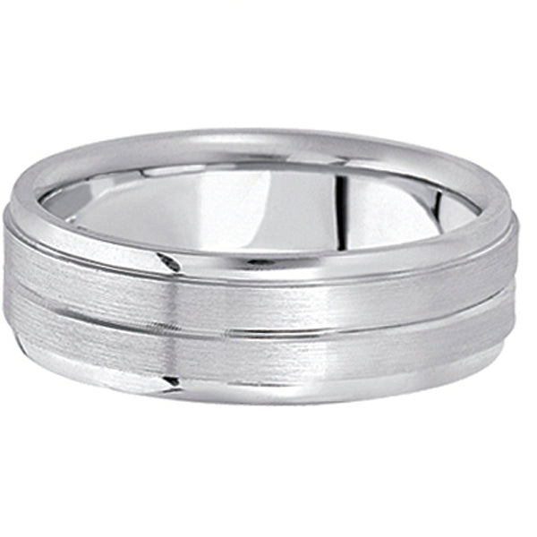 Carved Wedding Band in Palladium For Men (7mm) Size 11.5