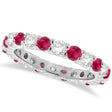 Ruby & Diamond Eternity Ring Band 14k White Gold (1.07ct) Size 6