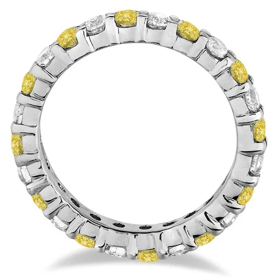 Fancy Yellow Canary & White Diamond Eternity Band 14k Gold (1.07ct) SIZE 6