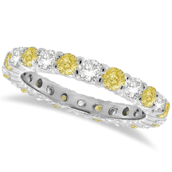 Fancy Yellow Canary & White Diamond Eternity Band 14k Gold (1.07ct) - Size 5