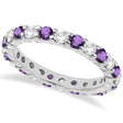 Eternity Diamond & Amethyst Ring Band 14k White Gold (2.40ct) Size 7