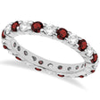Eternity Diamond & Garnet Ring Band 14k White Gold (2.35ct) Size 6.5