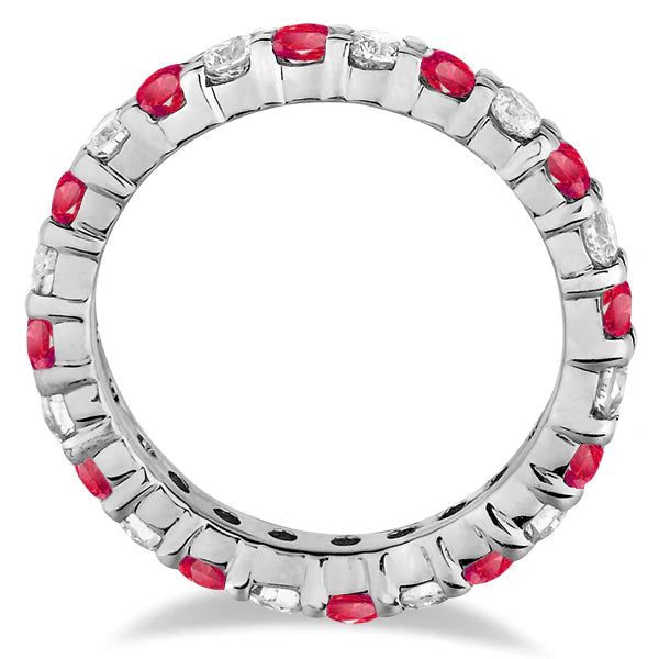 Eternity Lab  Diamond & Ruby Ring Band 14k White Gold (2.35ct) Size 5.5