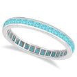 Princess-Cut Aquamarine Eternity Ring Band 14k White Gold (1.36ct) Size 7.75