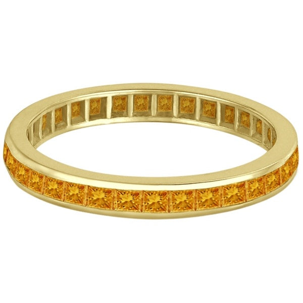 Princess-Cut Citrine Eternity Ring Band 14k Yellow Gold (1.36ct)