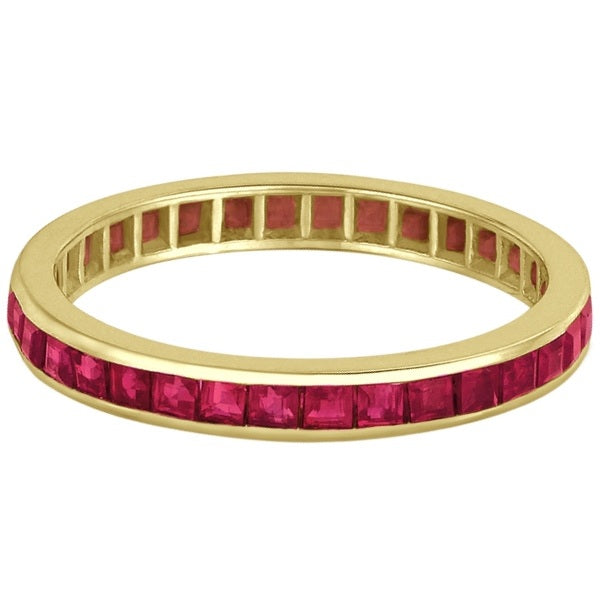 Princess-Cut Ruby Eternity Ring Band 14k Rose Gold (1.20ct) Size 5