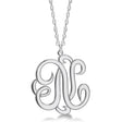 Personalized Single Initial Cursive "B" Monogram Necklace Sterling Silver