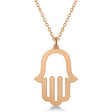 Hamsa Amulet Necklace Plain Metal Pendant 14K Rose Gold