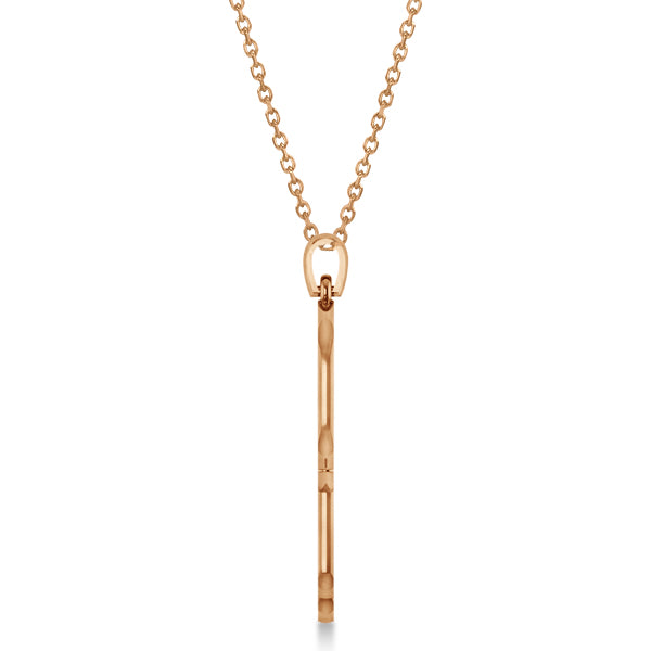 Hamsa Amulet Necklace Plain Metal Pendant 14K Rose Gold