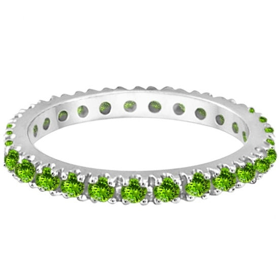 Peridot Eternity Stackable Ring Band 14K White Gold (0.75ct) Size 4.5