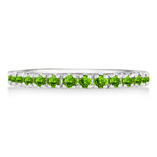 Peridot Eternity Stackable Ring Band 14K White Gold (0.75ct) Size 4.5