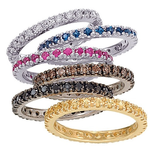 Peridot Eternity Stackable Ring Band 14K White Gold (0.75ct) Size 4.5