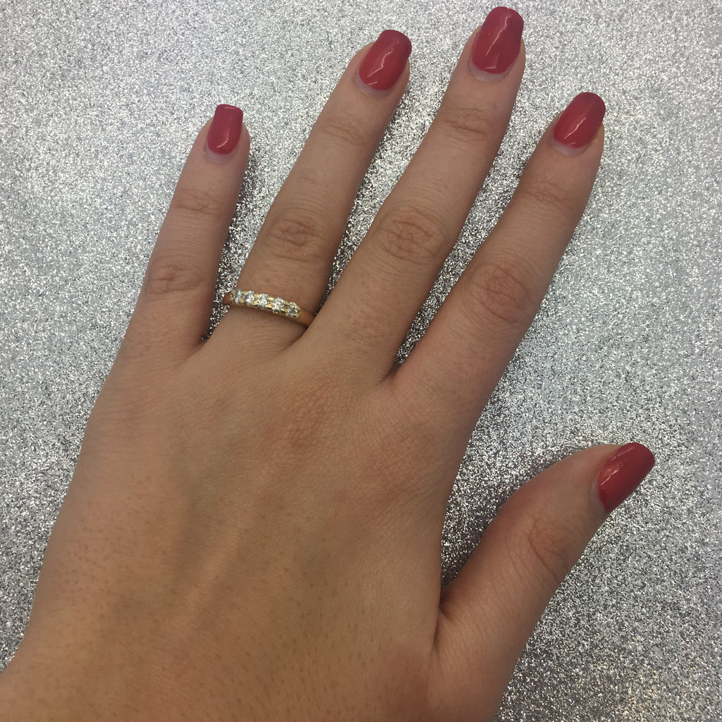 Five Stone Diamond Ring Anniversary Band 14k Yellow Gold (0.50ctw) size 6.5