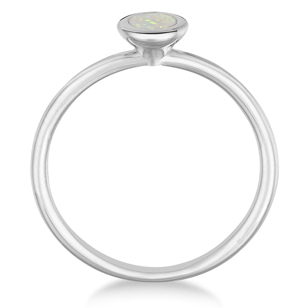 Opal Bezel-Set Solitaire Ring in 14k White Gold (0.65ct)