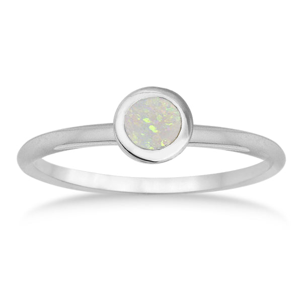 Opal Bezel-Set Solitaire Ring in 14k White Gold (0.65ct)