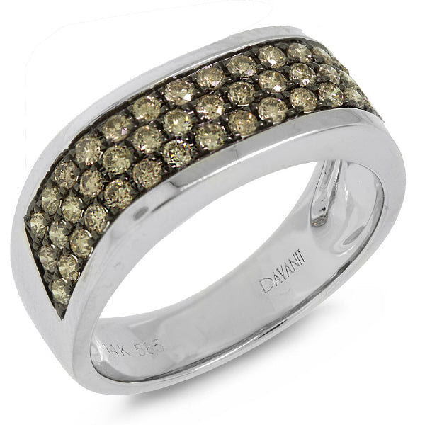 1.08ct 14k White Gold Champagne Diamond Man's Band Ring