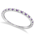 Diamond & Amethyst Eternity Wedding Band 14k White Gold (0.25ct) - SIZE 7
