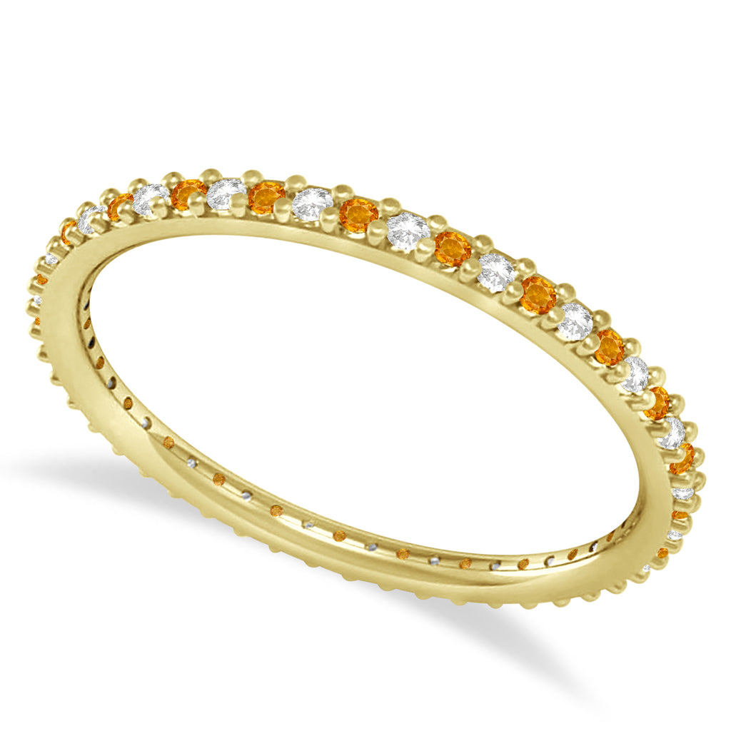 Diamond & Citrine Eternity Wedding Band 14k Yellow Gold (0.25ct)