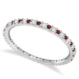 Petite Diamond & Garnet Eternity Wedding Band 14k White Gold (0.25ct) SIZE 4.75