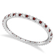 Petite Diamond & Garnet Eternity Wedding Band 14k White Gold (0.25ct) SIZE 5.5