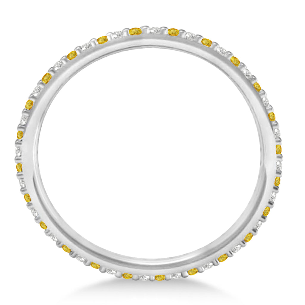 Diamond & Yellow Sapphire Eternity Wedding Band 14k White Gold (0.25ct)