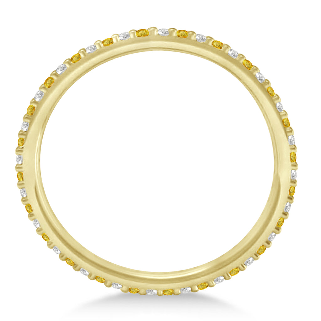 Petite Diamond & Yellow Sapphire Eternity Wedding Band 14k Yellow Gold (0.25ct) SIZE 7