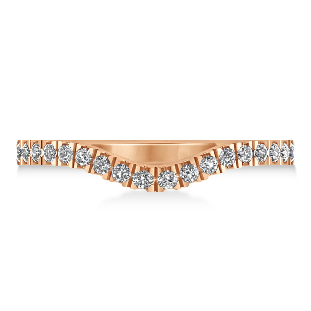 Diamond Curved Ring Wedding Band 14k Rose Gold (0.27ct)