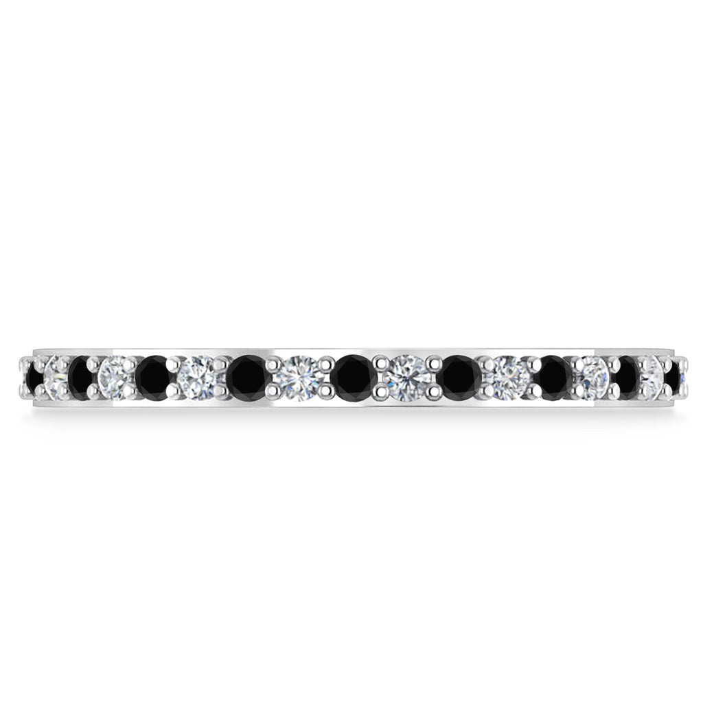 Black & White Diamond Eternity Wedding Band 14k White Gold (0.57ct) size 5