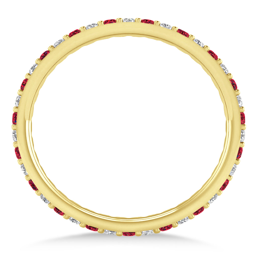 Diamond & Ruby Eternity Wedding Band 14k Yellow Gold (0.57ct) size 5.5