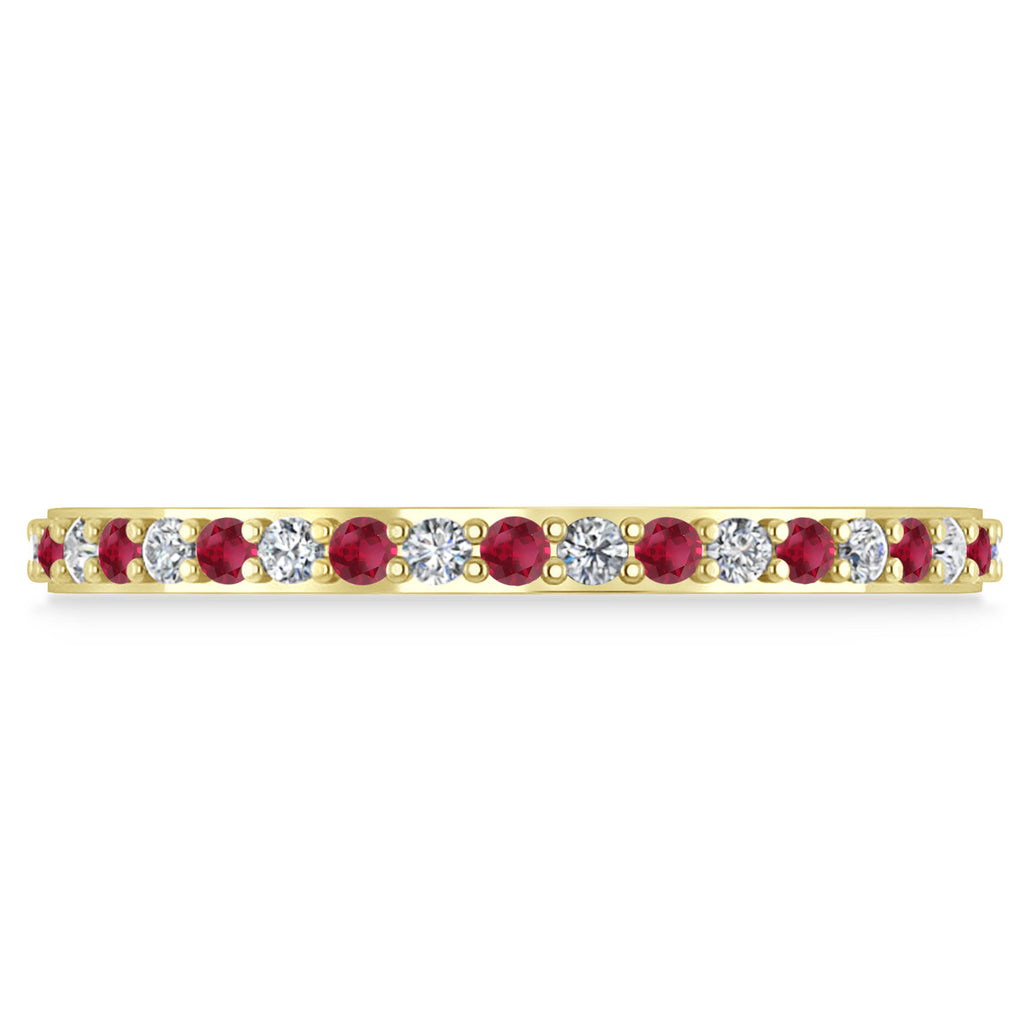 Diamond & Ruby Eternity Wedding Band 14k Yellow Gold (0.57ct) size 5.5