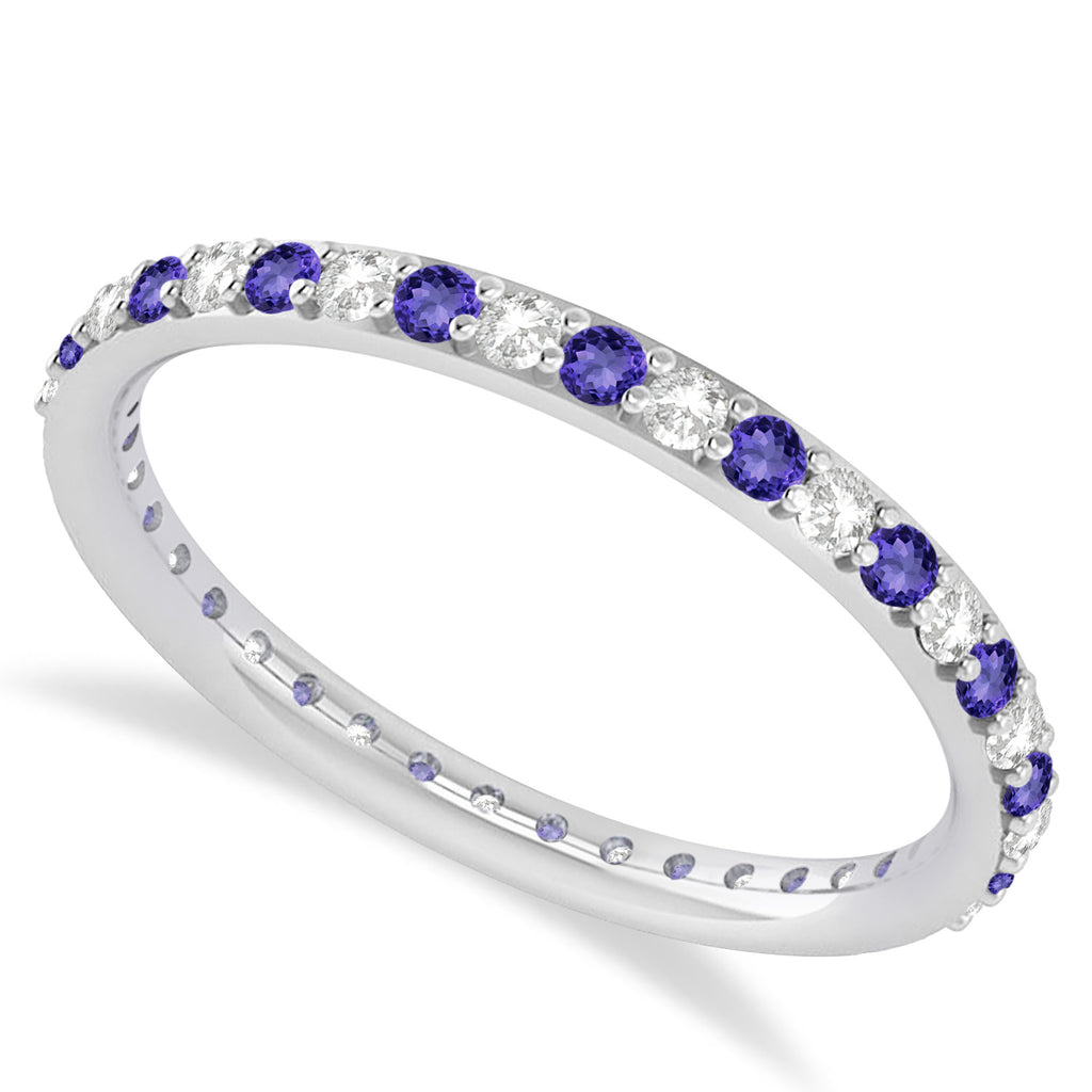 Diamond & Tanzanite Eternity Wedding Band 14k White Gold (0.57ct)