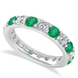 Diamond & Emerald Eternity Wedding Band 14k White Gold (2.85ct) size 7.5