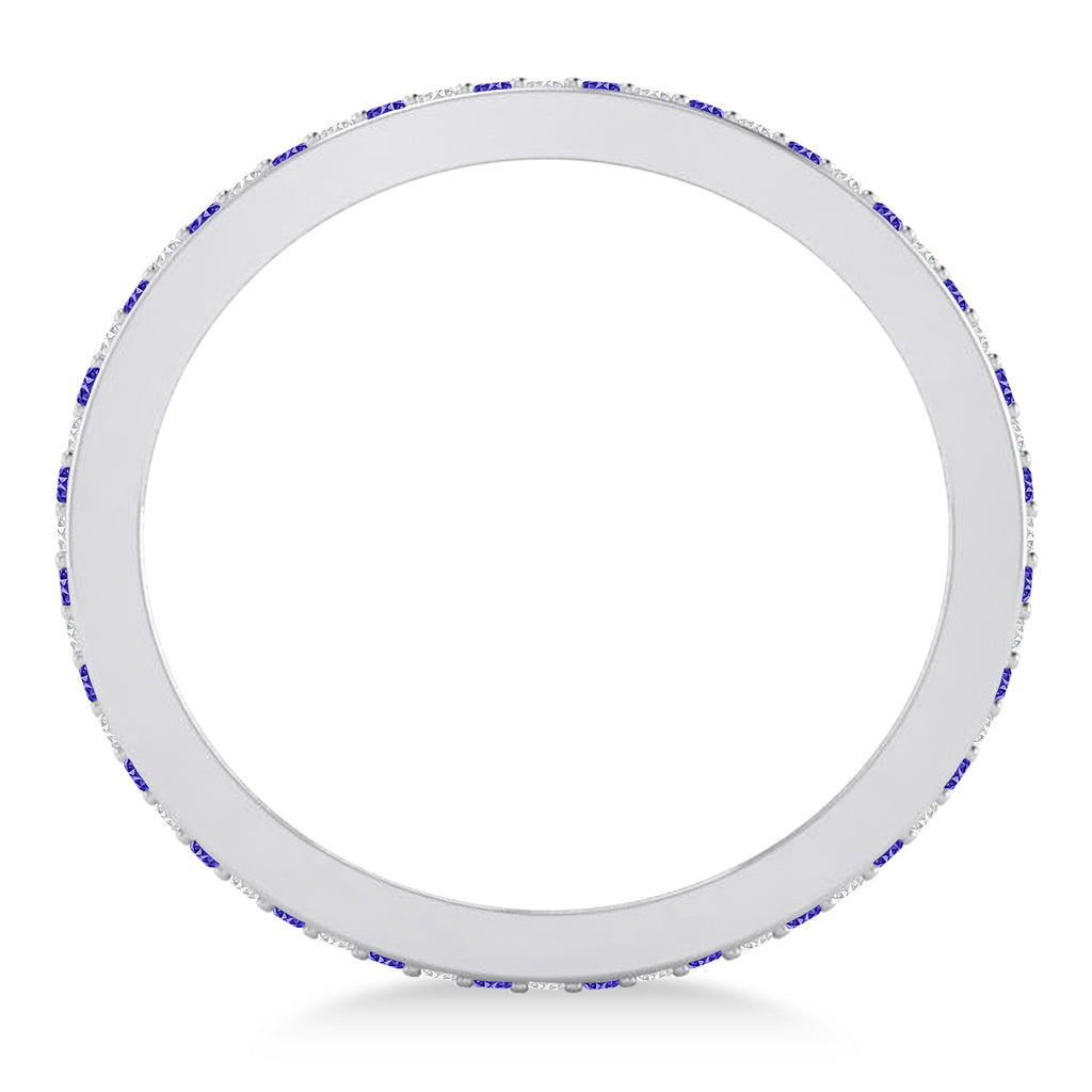 Diamond & Tanzanite Eternity Wedding Band 14k White Gold (0.28ct)