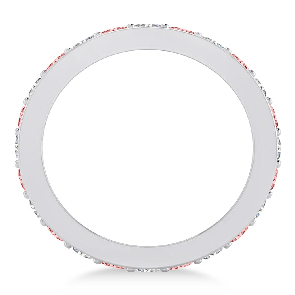 Diamond & Morganite Eternity Wedding Band 14k White Gold (1.44ct) | SIZE 8