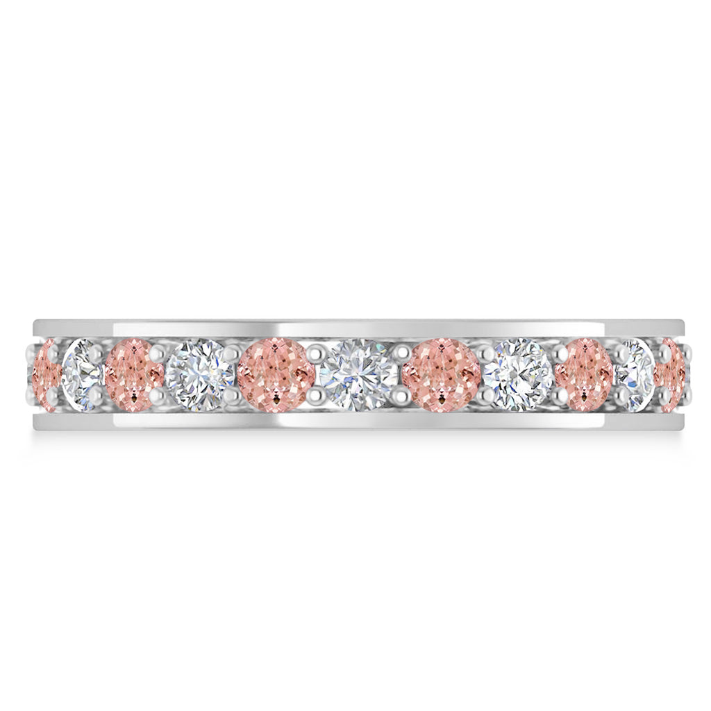 Diamond & Morganite Eternity Wedding Band 14k White Gold (1.44ct) | SIZE 8