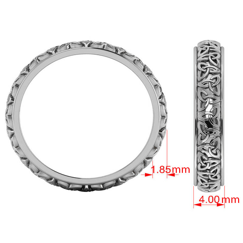 Celtic Knot Infinity Wedding Band Ring 14K White Gold Size 9.5