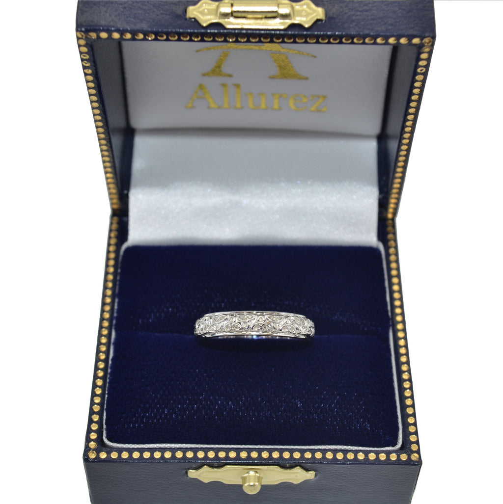 Celtic Knot Infinity Wedding Band Ring 14K White Gold Size 9.5