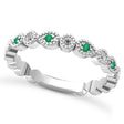 Alternating Diamond & Emerald Wedding Band 14k White Gold (0.21ct)