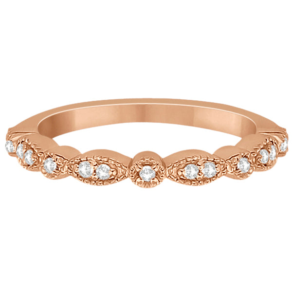 Petite Marquise & Dot Diamond Wedding Band in 18k Rose Gold (0.13ct) Size 4.5