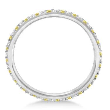 Yellow & White Diamond Eternity Wedding Band 14k White Gold (0.25ct) size 7.25