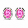 Lab Pink Sapphire and Diamond Earrings 14K Yellow Gold 2.34ct
