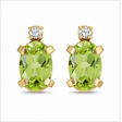 Oval Peridot and Diamond Studs Earrings 14k Yellow Gold (1.12ct)