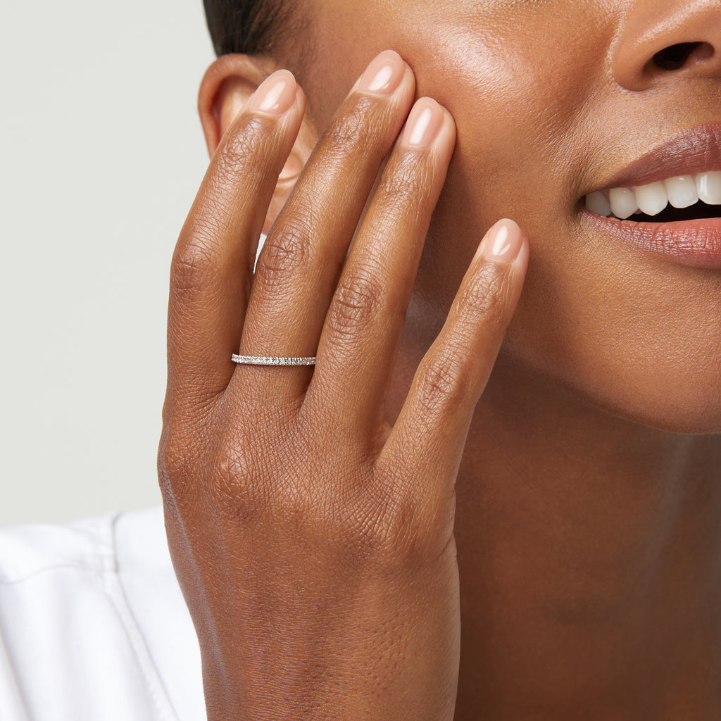 Diamond Pave Wedding Band Ring 18k White Gold (0.14ct)